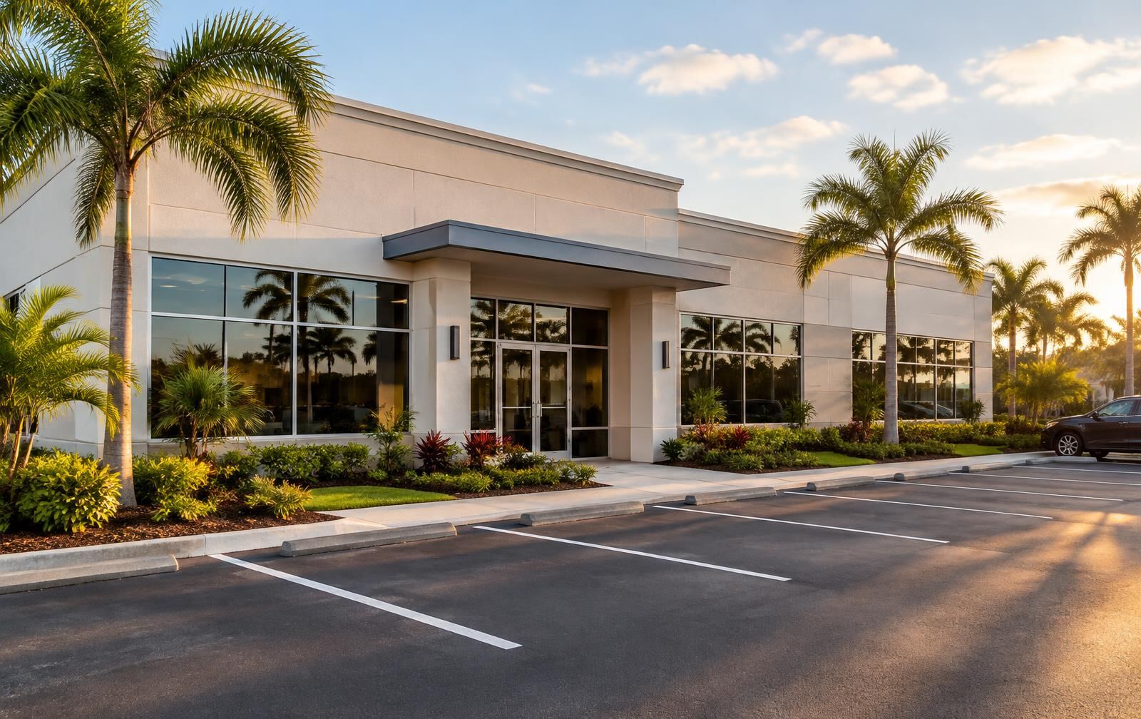 Representative single-story commercial building on a Florida roadway